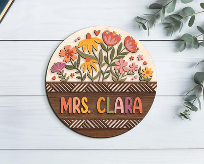 Personalized 3D Teacher Door Hanger: Custom Classroom Welcome Sign