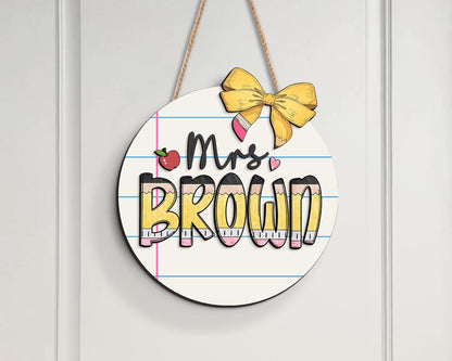 Personalized Teacher Name Sign: Custom Classroom Door Hanger
