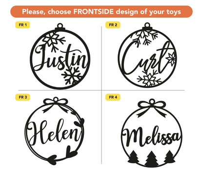 Christmas Ornament with Name-Personalized Wooden Ornaments-Unique xmas Gift-Family Name Bauble-Babys First Ornament