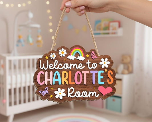 Personalized Kids Room Door Sign: Custom Name Nursery Decor, Pastel Baby Bedroo, Birthday Gifts for Kid