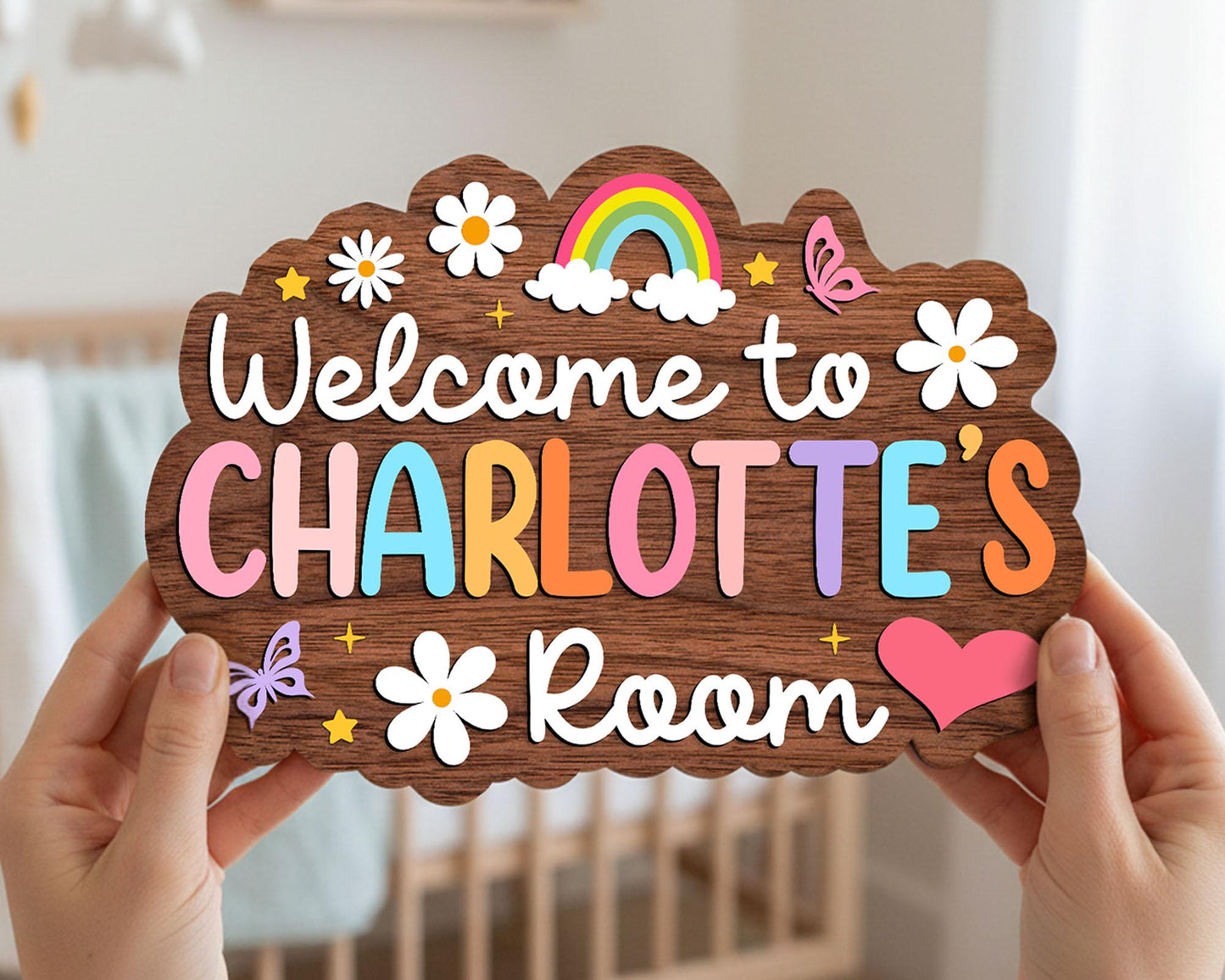 Personalized Kids Room Door Sign: Custom Name Nursery Decor, Pastel Baby Bedroo, Birthday Gifts for Kid