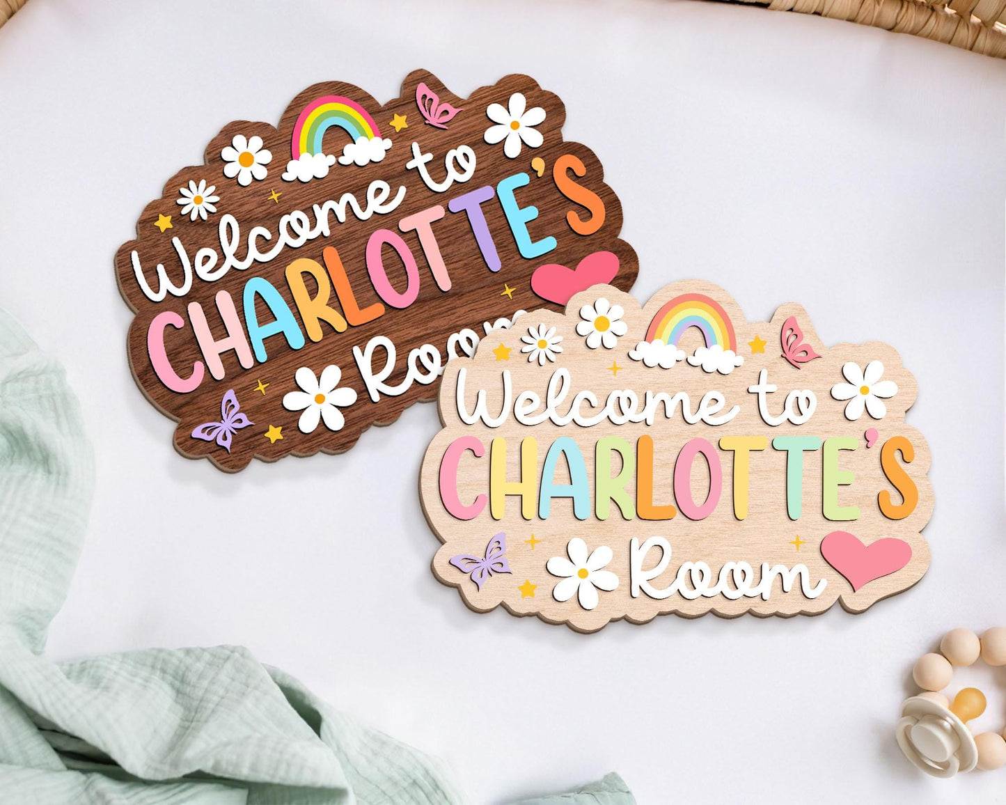 Personalized Kids Room Door Sign: Custom Name Nursery Decor, Pastel Baby Bedroo, Birthday Gifts for Kid