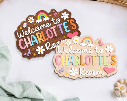 Personalized Kids Room Door Sign: Custom Name Nursery Decor, Pastel Baby Bedroo, Birthday Gifts for Kid