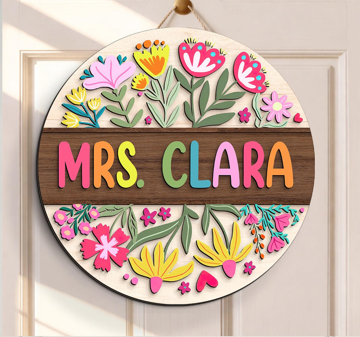 Custom 3D Floral Teacher Door Hanger: Classroom Decor