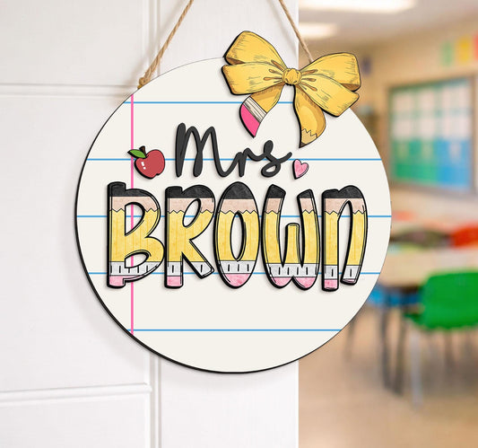 Personalized Teacher Name Sign: Custom Classroom Door Hanger