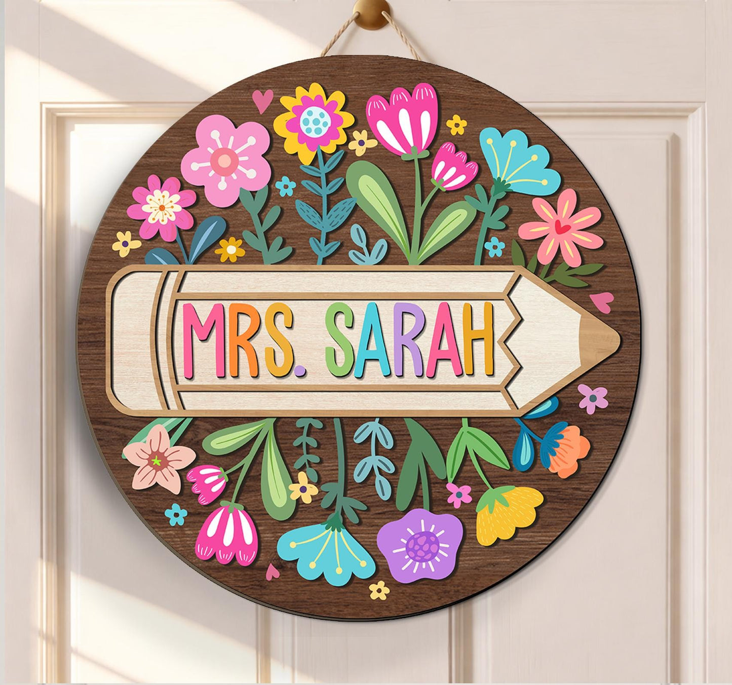 Custom 3D Teacher Door Hanger: Floral Classroom Decor
