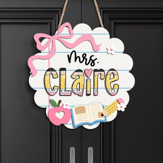 Personalized 3D Teacher Name Sign: Classroom Door Hanger