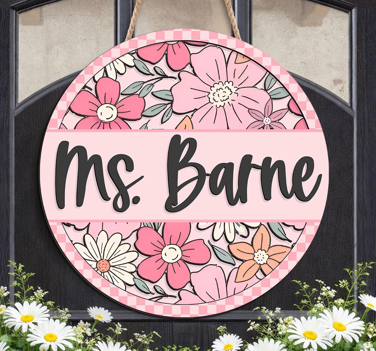 Custom 3D Teacher Door Sign: Retro Floral Classroom Decor