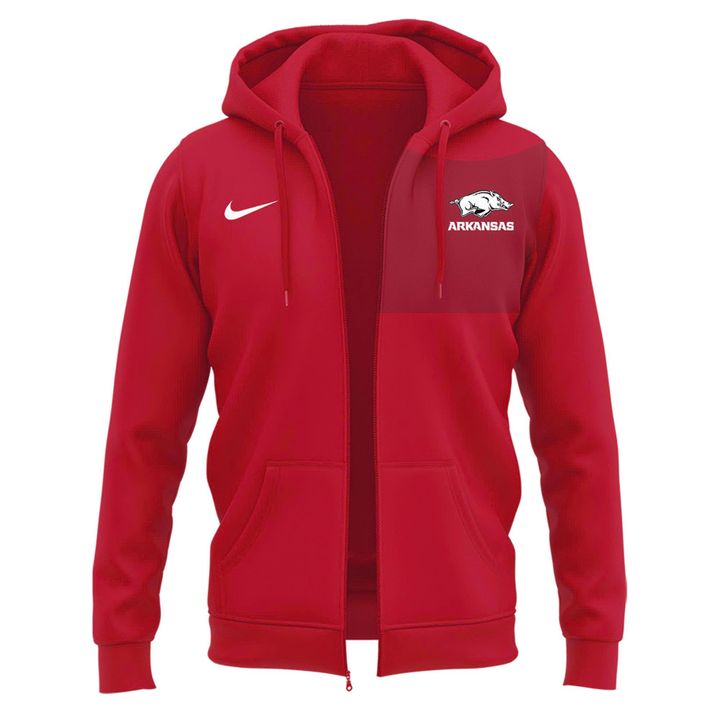 2025 Coach Ryan Silverfield Arkansas Razorbacks Zip Hoodie | YM34