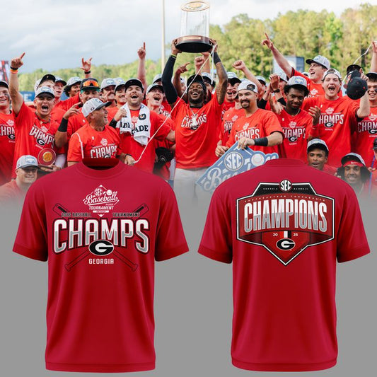 0Georgia Bulldogs 2026 SEC Baseball Tournament Champions Tshirt | WF85