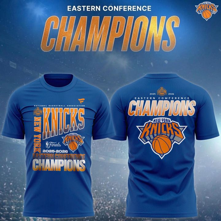 Men's New York Knicks Fanatics Charcoal 2026 Eastern Conference Champions Two-Sided T-Shirt