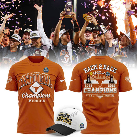 Texas Longhorns Orange 2026 NCAA Softball National Champions Locker Room T-Shirt