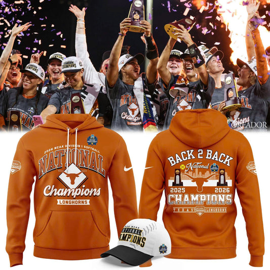 Texas Longhorns Orange 2026 NCAA Softball National Champions Locker Room Hoodie