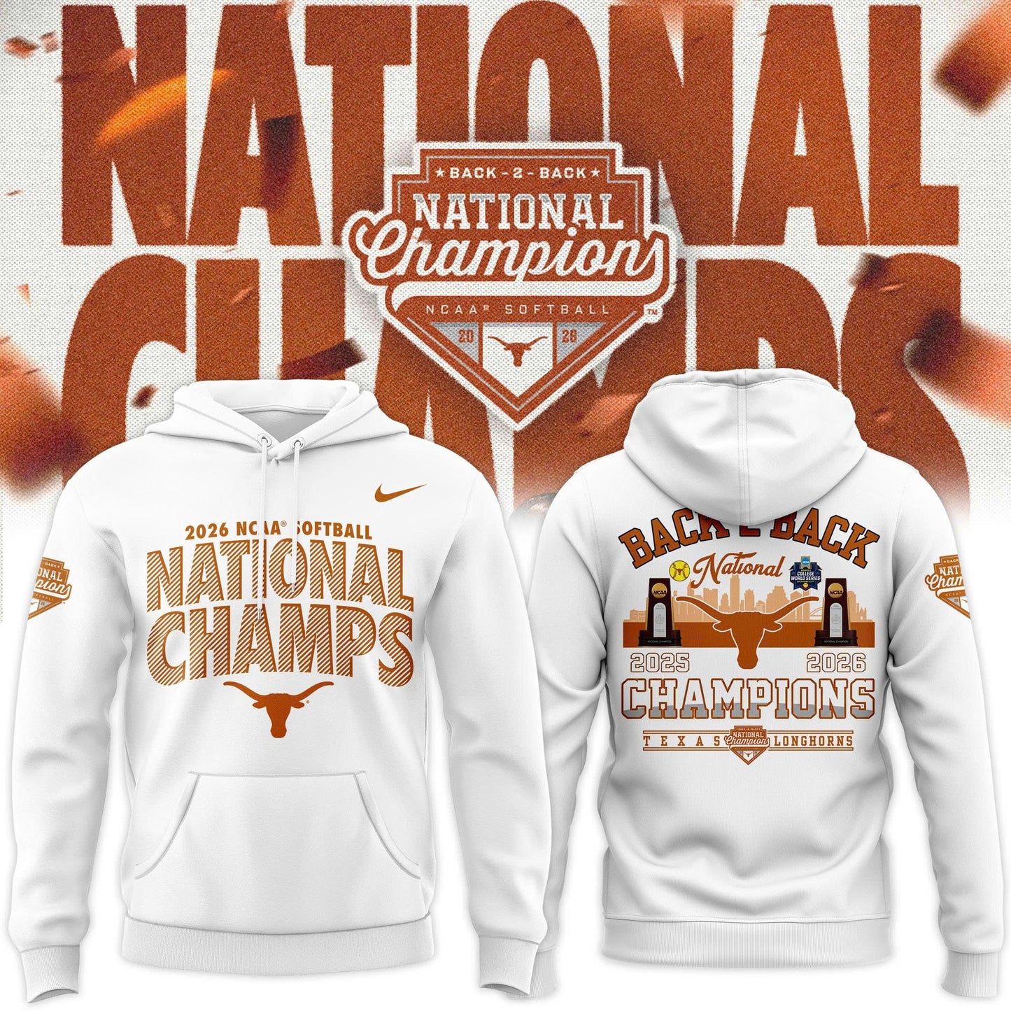 Nike Texas Longhorns 2026 Softball National Champs Hoodie