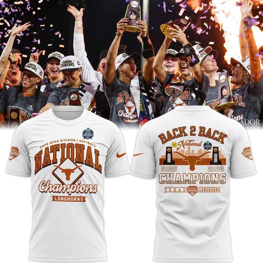 Texas Longhorns White 2026 NCAA Softball National Champions Locker Room T-Shirt