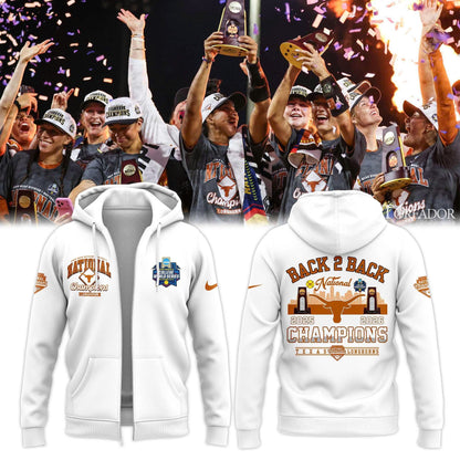 Texas Longhorns White 2026 NCAA Softball National Champions Locker Room Zip Hoodie
