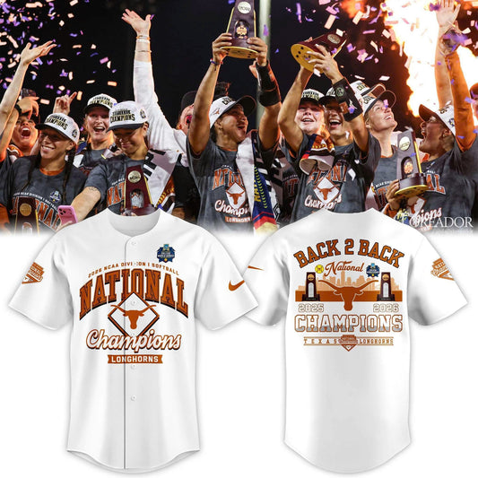 Texas Longhorns White 2026 NCAA Softball National Champions Locker Room Jersey