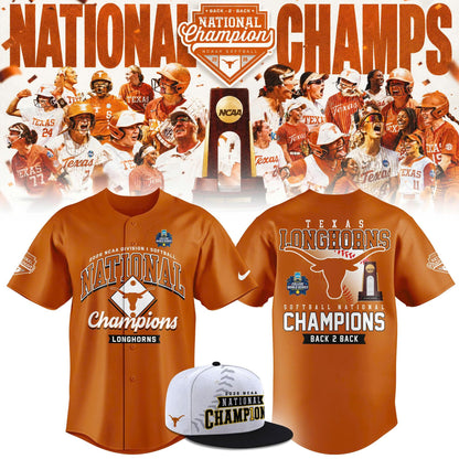Texas Longhorns Orange 2026 Softball National Champions Locker Room Baseball Jersey