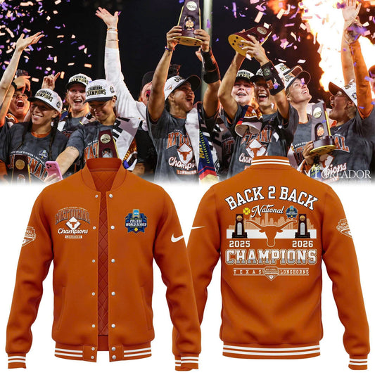 Texas Longhorns Orange 2026 NCAA Softball National Champions Locker Room Baseball Jacket
