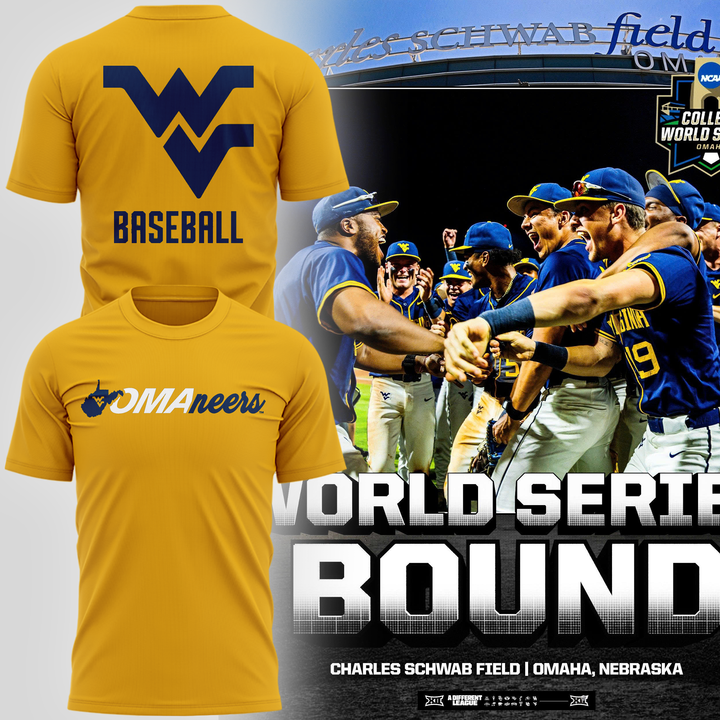 West Virginia Mountaineers 2026 NCAA Baseball Men's College World Series Omaneers T-Shirt | EI66