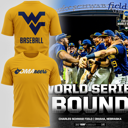 West Virginia Mountaineers 2026 NCAA Baseball Men's College World Series Omaneers T-Shirt | EI66