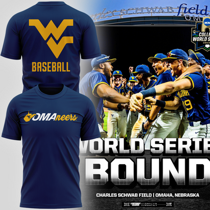 West Virginia Mountaineers 2026 NCAA Baseball Men's College World Series Omaneers T-Shirt | TE23
