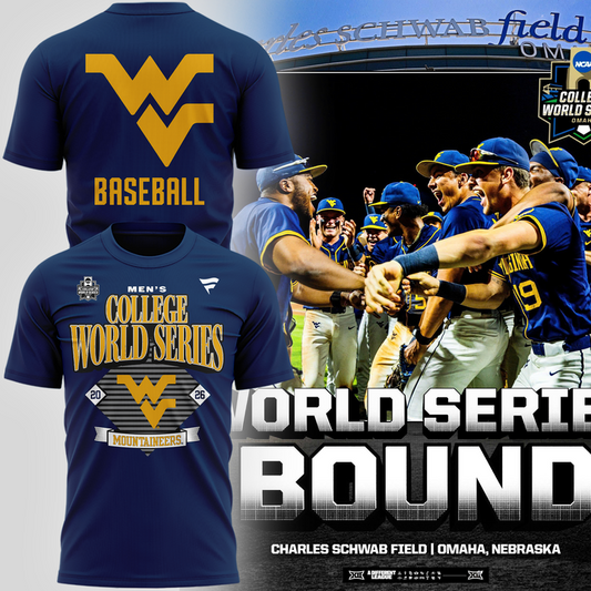 West Virginia Mountaineers 2026 NCAA Baseball Men's College World Series Omaneers T-Shirt | NI59