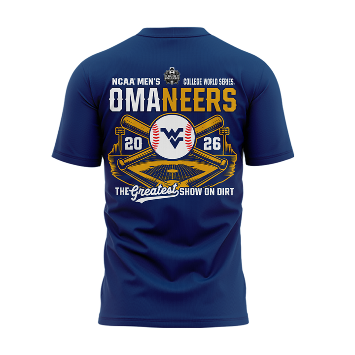 West Virginia Mountaineers 2026 NCAA Baseball Men's College World Series Omaneers Navy T-Shirt | VA14