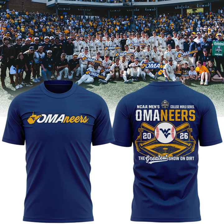 West Virginia Mountaineers 2026 NCAA Baseball Men's College World Series Omaneers Navy T-Shirt | VA14