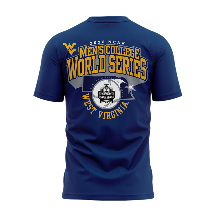 West Virginia Mountaineers 2026 NCAA Baseball Men's College World Series Omaneers Navy T-Shirt | UC65