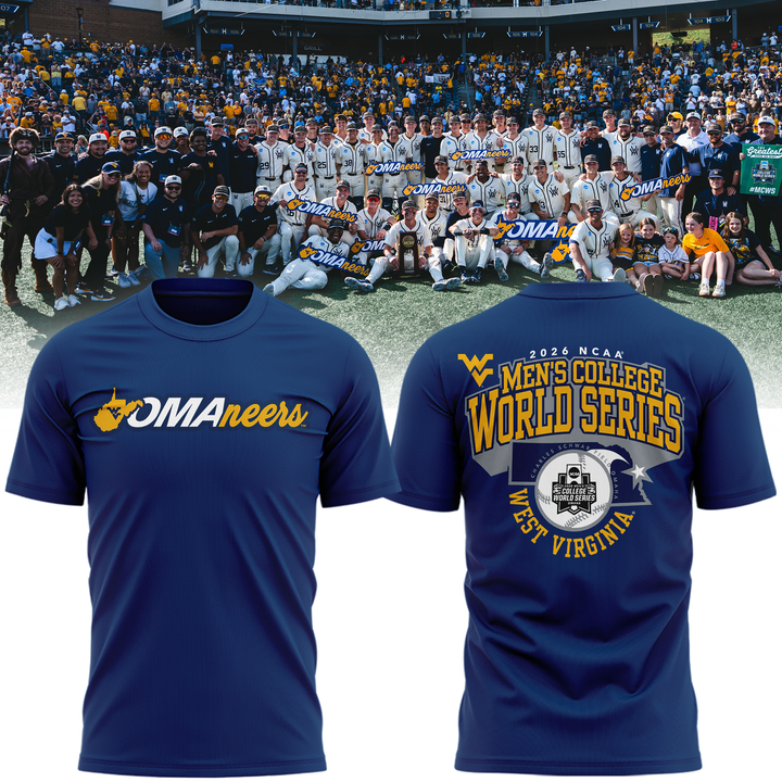 West Virginia Mountaineers 2026 NCAA Baseball Men's College World Series Omaneers Navy T-Shirt | UC65