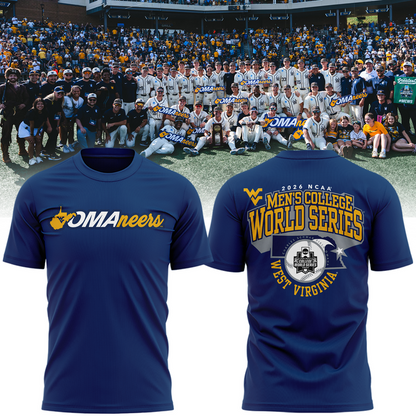 West Virginia Mountaineers 2026 NCAA Baseball Men's College World Series Omaneers Navy T-Shirt | UC65