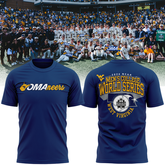 West Virginia Mountaineers 2026 NCAA Baseball Men's College World Series Omaneers Navy T-Shirt | UC65