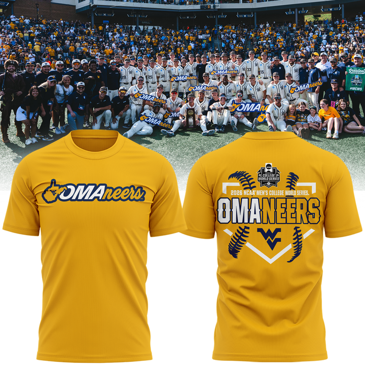 West Virginia Mountaineers 2026 NCAA Baseball Men's College World Series Omaneers Yellow T-Shirt | HA74