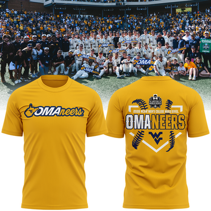 West Virginia Mountaineers 2026 NCAA Baseball Men's College World Series Omaneers Yellow T-Shirt | HA74