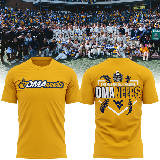 West Virginia Mountaineers 2026 NCAA Baseball Men's College World Series Omaneers Yellow T-Shirt | HA74