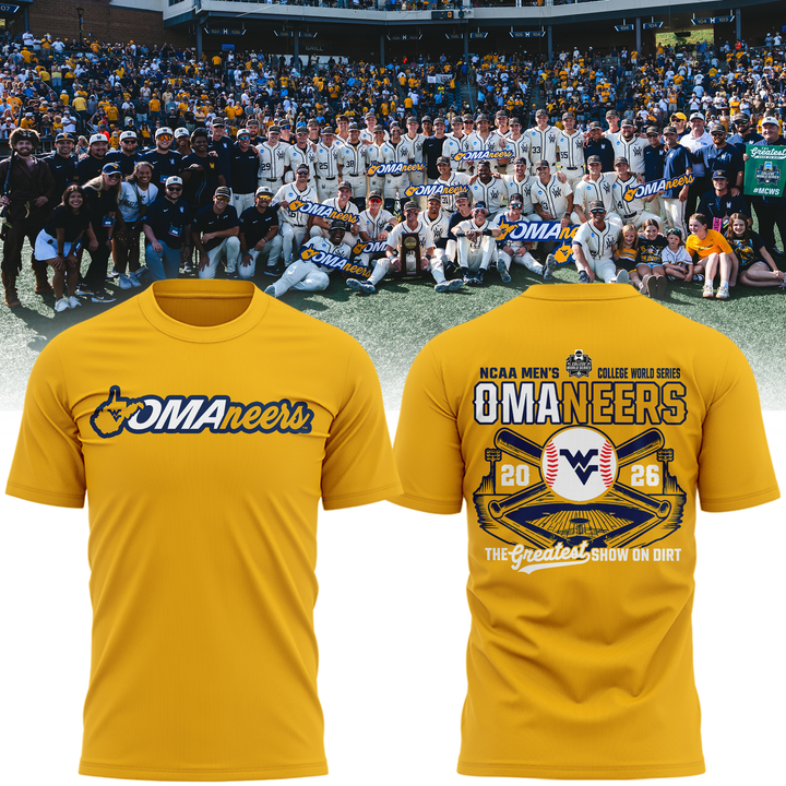 West Virginia Mountaineers 2026 NCAA Baseball Men's College World Series Omaneers Yellow T-Shirt | WL65