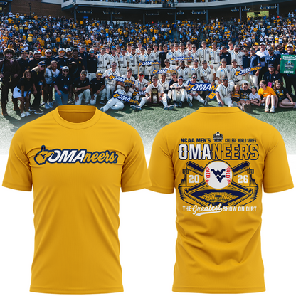 West Virginia Mountaineers 2026 NCAA Baseball Men's College World Series Omaneers Yellow T-Shirt | WL65