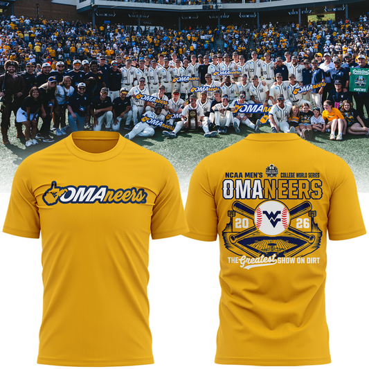 West Virginia Mountaineers 2026 NCAA Baseball Men's College World Series Omaneers Yellow T-Shirt | WL65