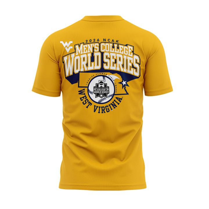 West Virginia Mountaineers 2026 NCAA Baseball Men's College World Series Omaneers Yellow T-Shirt | ZH61