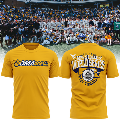 West Virginia Mountaineers 2026 NCAA Baseball Men's College World Series Omaneers Yellow T-Shirt | ZH61