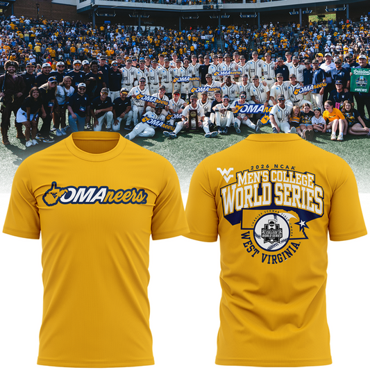 West Virginia Mountaineers 2026 NCAA Baseball Men's College World Series Omaneers Yellow T-Shirt | ZH61