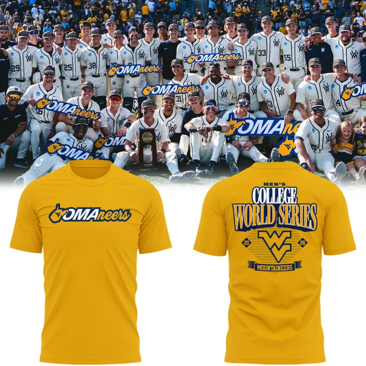 West Virginia Mountaineers 2026 NCAA Baseball Men's College World Series Omaneers Gold T-Shirt
