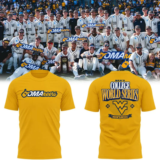 West Virginia Mountaineers 2026 NCAA Baseball Men's College World Series Omaneers Gold T-Shirt