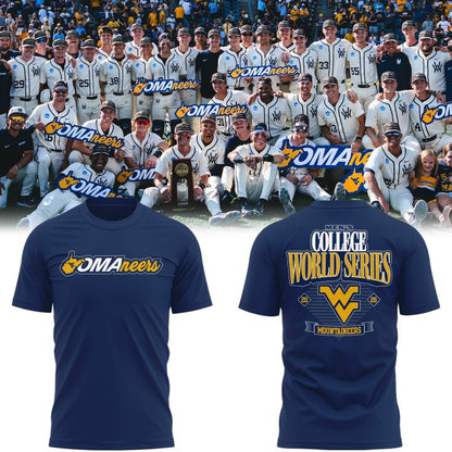 West Virginia Mountaineers 2026 NCAA Baseball Men's College World Series Omaneers Navy T-Shirt