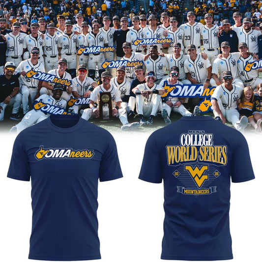 West Virginia Mountaineers 2026 NCAA Baseball Men's College World Series Omaneers Navy T-Shirt