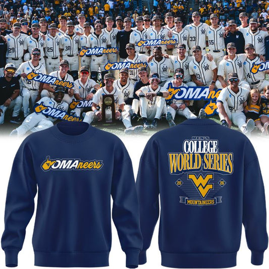 West Virginia Mountaineers 2026 NCAA Baseball Men's College World Series Omaneers Navy Sweatshirt