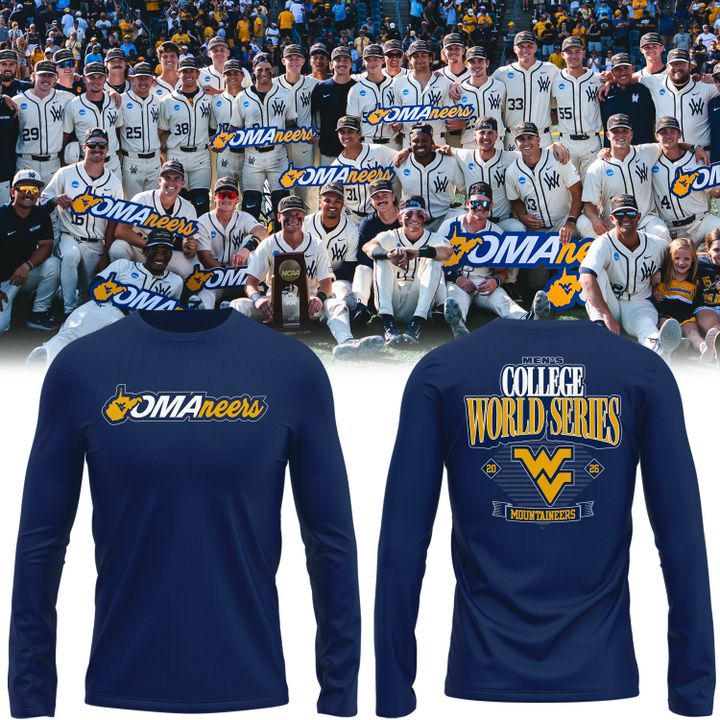 West Virginia Mountaineers 2026 NCAA Baseball Men's College World Series Omaneers Navy Long Sleeve Shirt