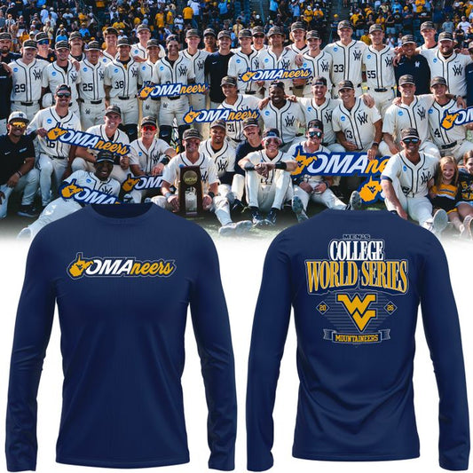 West Virginia Mountaineers 2026 NCAA Baseball Men's College World Series Omaneers Navy Long Sleeve Shirt