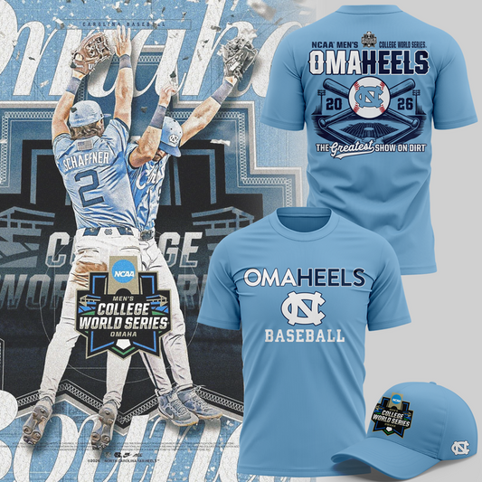 North Carolina Tar Heels 2026 Baseball College World Series Omaheels T-shirt | VO22